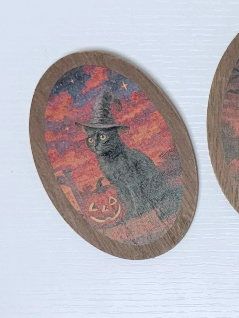 Set of 3 Wood Icon Signs Standing Ghost, Raven, & Black Cat Bullseye Playground